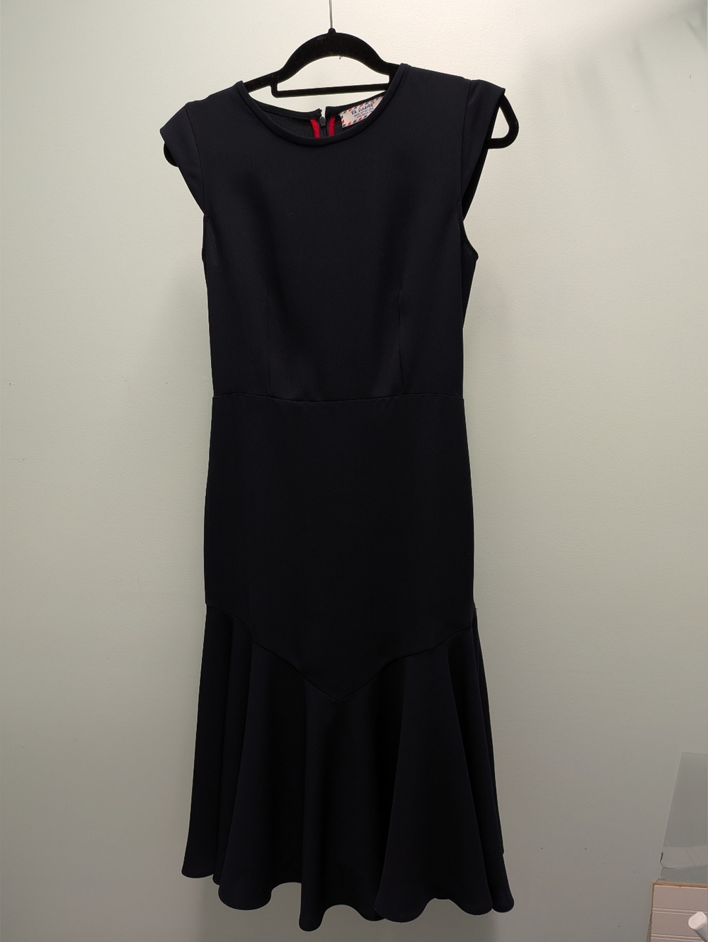 EL GANSO Classic Navy Cap-Sleeve Midi Dress Sz4